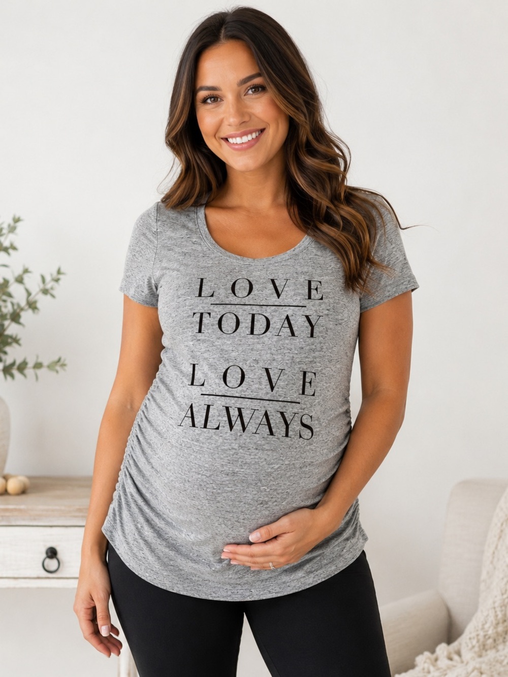 Great Expectations Maternity Love Graphic Tee Size M 8–10 Gray